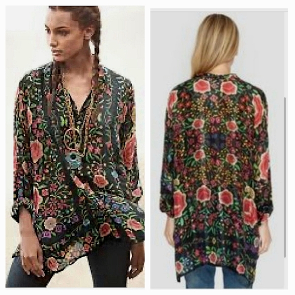 Johnny Was Multicolor Floral Sheer Top - Picture 1 of 3